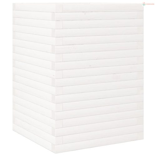 Fehér tömör fenyőfa kerti virágláda 50 x 50 x 68,5 cm