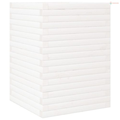 Fehér tömör fenyőfa kerti virágláda 50 x 50 x 68,5 cm