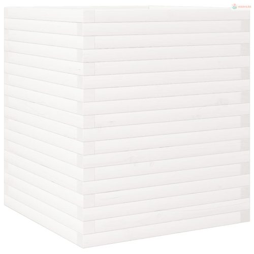 Fehér tömör fenyőfa kerti virágláda 60 x 60 x 68,5 cm