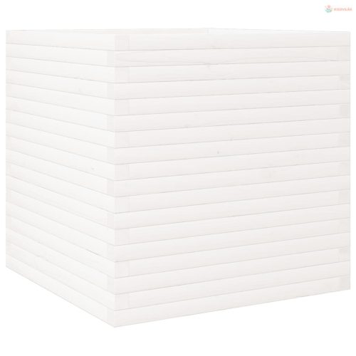 Fehér tömör fenyőfa kerti virágláda 70 x 70 x 68,5 cm