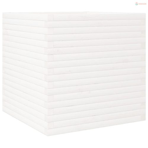 Fehér tömör fenyőfa kerti virágláda 70 x 70 x 68,5 cm