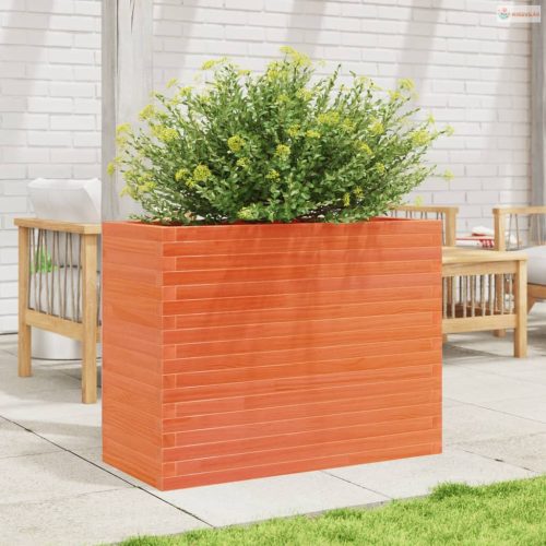 Viaszbarna tömör fenyőfa kerti virágtartó 90 x 40 x 68,5 cm