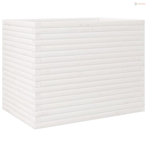 Fehér tömör fenyőfa kerti virágtartó 90 x 60 x 68,5 cm