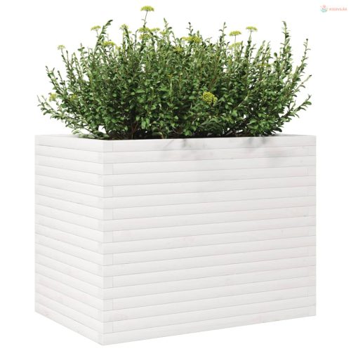Fehér tömör fenyőfa kerti virágtartó 90 x 60 x 68,5 cm
