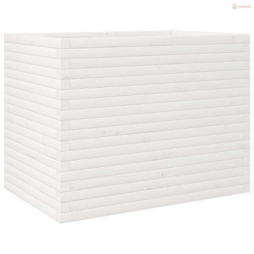 Fehér tömör fenyőfa kerti virágtartó 90 x 60 x 68,5 cm