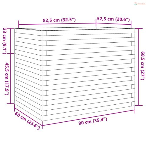 Impregnált fenyőfa kerti virágláda 90 x 60 x 68,5 cm