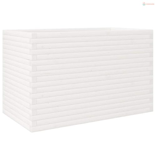 Fehér tömör fenyőfa kerti virágláda 110 x 60 x 68,5 cm