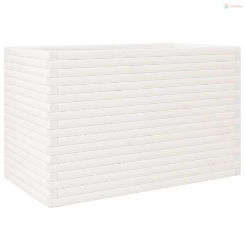 Fehér tömör fenyőfa kerti virágláda 110 x 60 x 68,5 cm