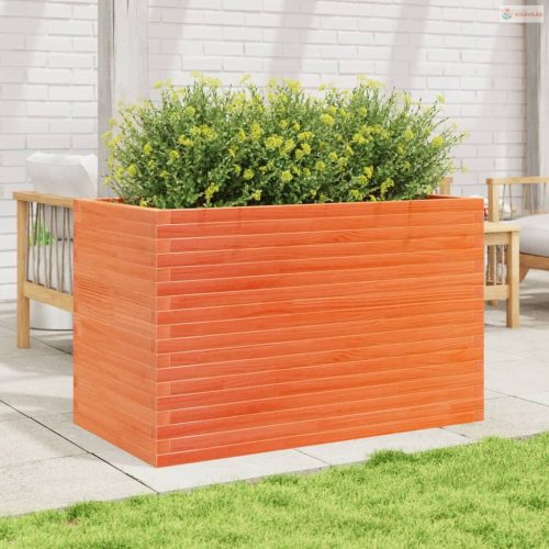Viaszbarna tömör fenyőfa kerti virágláda 110 x 60 x 68,5 cm