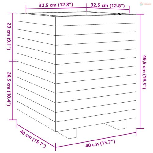 Tömör duglászfenyő kerti virágláda 40 x 40 x 49,5 cm