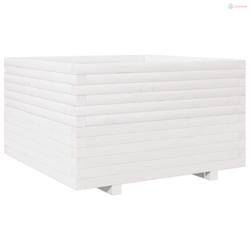 Fehér tömör fenyőfa kerti virágláda 80 x 80 x 49,5 cm