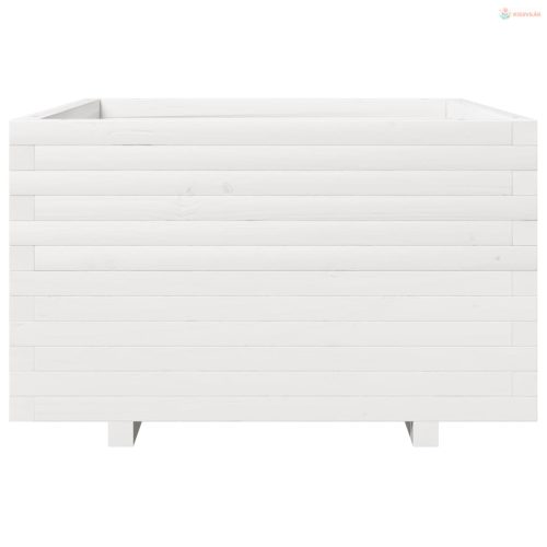 Fehér tömör fenyőfa kerti virágláda 80 x 80 x 49,5 cm