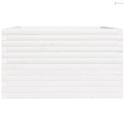 Fehér tömör fenyőfa kerti virágláda 80 x 80 x 49,5 cm