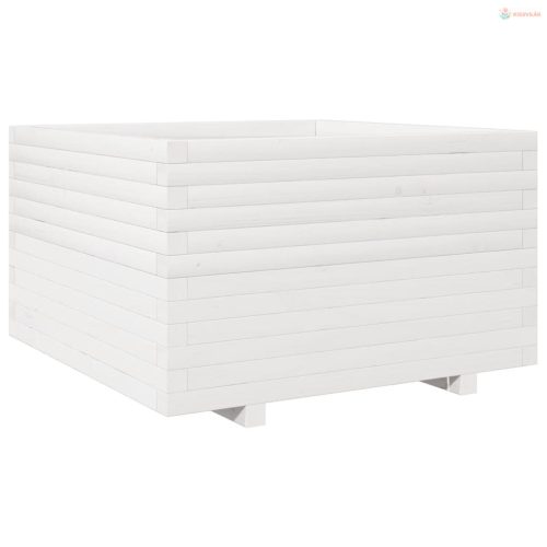 Fehér tömör fenyőfa kerti virágláda 80 x 80 x 49,5 cm