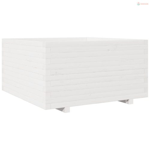 Fehér tömör fenyőfa kerti virágláda 90 x 90 x 49,5 cm