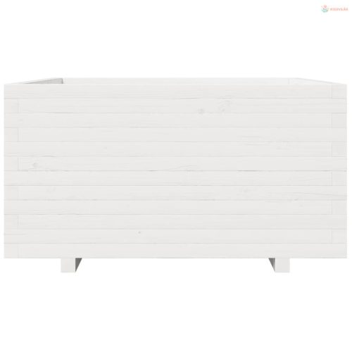 Fehér tömör fenyőfa kerti virágláda 90 x 90 x 49,5 cm