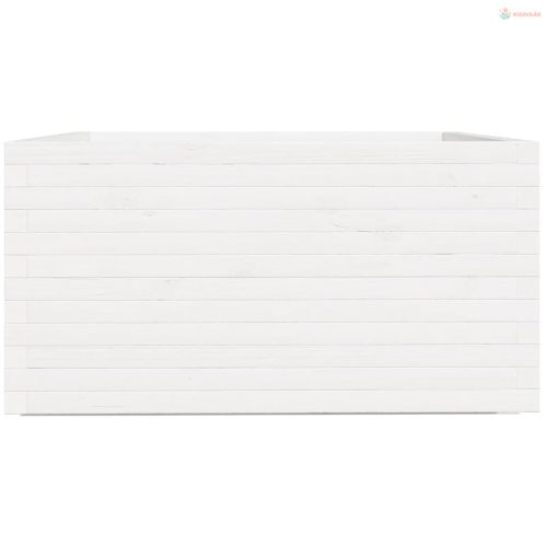 Fehér tömör fenyőfa kerti virágláda 90 x 90 x 49,5 cm