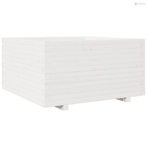 Fehér tömör fenyőfa kerti virágláda 90 x 90 x 49,5 cm