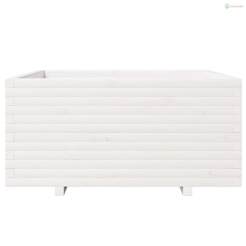 Fehér tömör fenyőfa kerti virágláda 100 x 100 x 49,5 cm