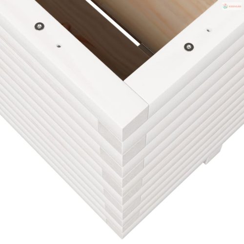 Fehér tömör fenyőfa kerti virágláda 100 x 100 x 49,5 cm