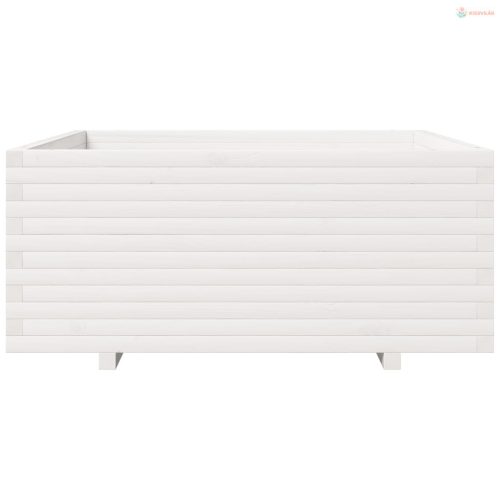 Fehér tömör fenyőfa kerti virágtartó 110 x 110 x 49,5 cm