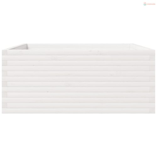 Fehér tömör fenyőfa kerti virágtartó 110 x 110 x 49,5 cm