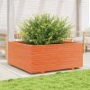 Viaszbarna tömör fenyőfa kerti virágtartó 110 x 110 x 49,5 cm