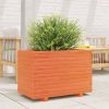 Viaszbarna tömör fenyőfa kerti virágtartó 70 x 40 x 49,5 cm