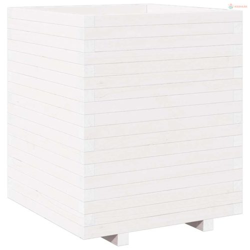 Fehér tömör fenyőfa kerti virágláda 60 x 60 x 72,5 cm