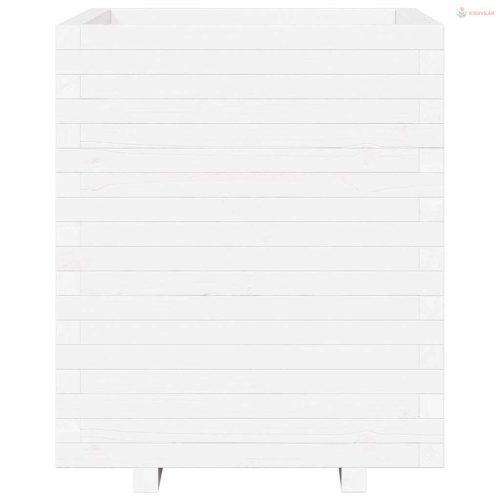 Fehér tömör fenyőfa kerti virágláda 60 x 60 x 72,5 cm