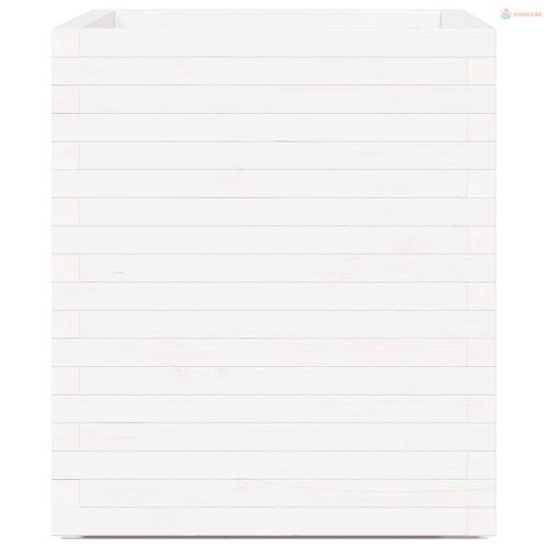 Fehér tömör fenyőfa kerti virágláda 60 x 60 x 72,5 cm