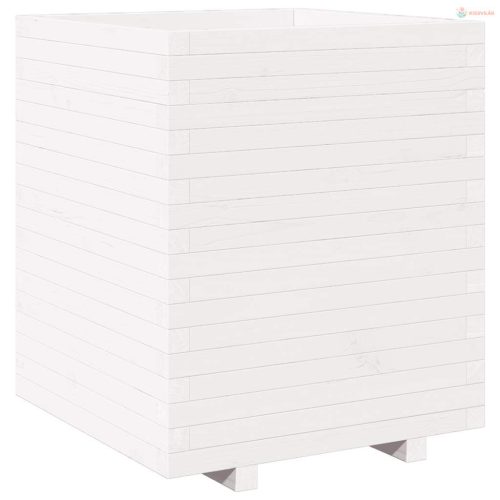 Fehér tömör fenyőfa kerti virágláda 60 x 60 x 72,5 cm