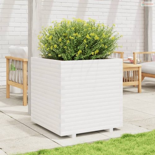 Fehér tömör fenyő virágláda 70 x 70 x 72,5 cm