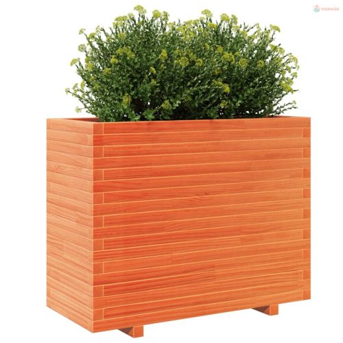 Viaszbarna tömör fenyőfa kerti virágláda 90x40x72,5 cm