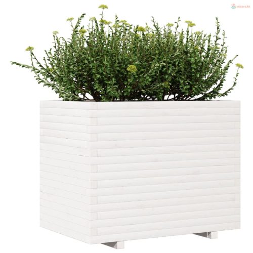 Fehér tömör fenyőfa kerti virágláda 90x60x72,5 cm