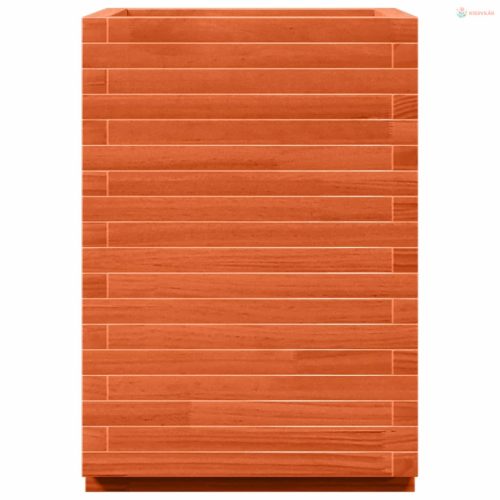 Viaszbarna tömör fenyőfa kerti virágláda 50x50x72 cm