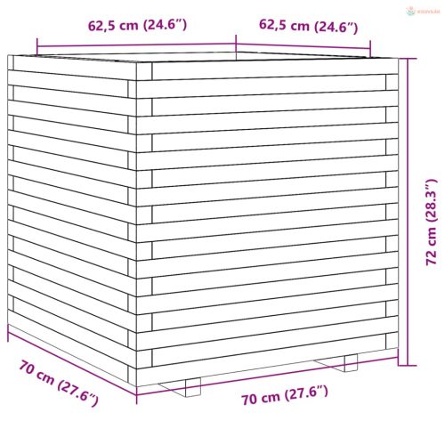 Fehér tömör fenyő virágláda 70x70x72 cm