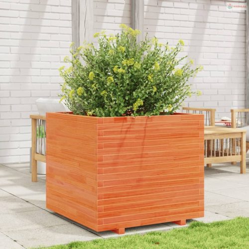 Viaszbarna tömör fenyőfa kerti virágláda 80x80x72 cm