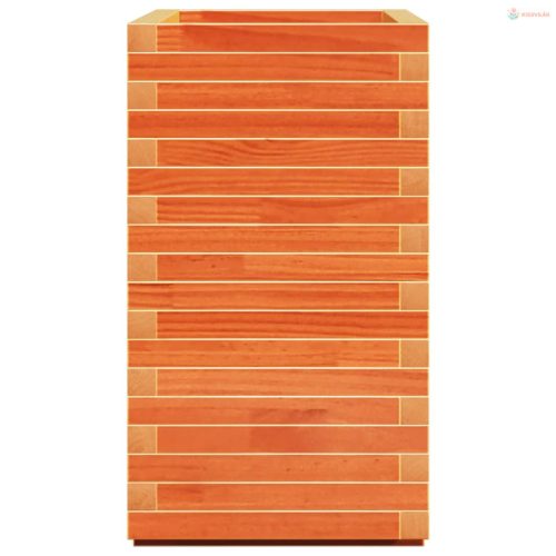 Viaszbarna tömör fenyőfa kerti virágláda 70x40x72 cm