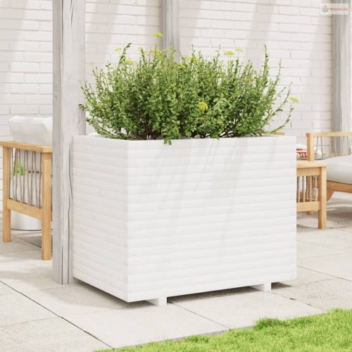 Fehér tömör fenyő virágláda 90x60x72 cm