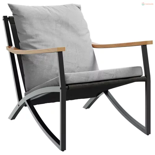 5 részes fekete acél erkélybútor-garnitúra párnákkal