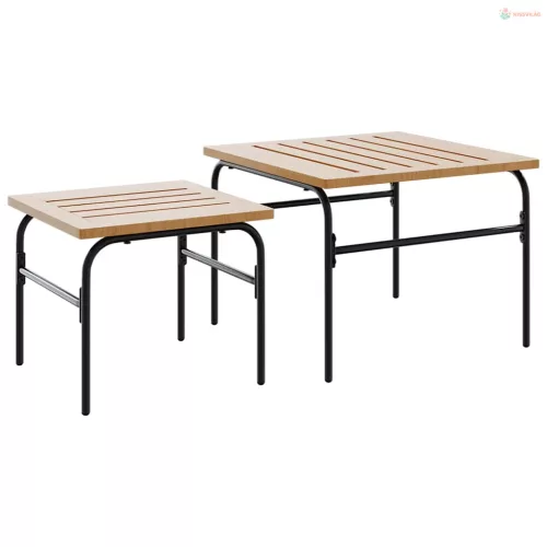 5 részes fekete acél erkélybútor-garnitúra párnákkal