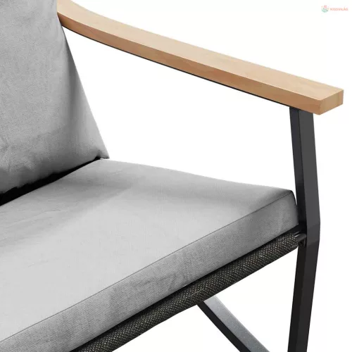 5 részes fekete acél erkélybútor-garnitúra párnákkal