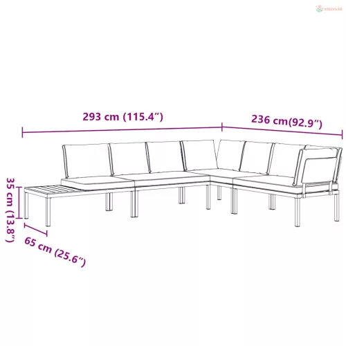 4 részes fekete alumínium kerti ülőgarnitúra párnával