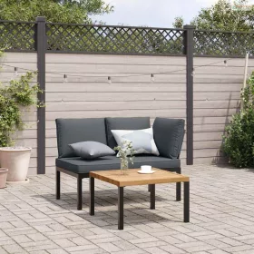 2 részes fekete alumínium kerti ülőgarnitúra párnával