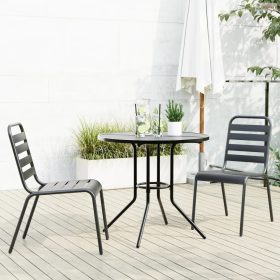   3 részes antracit porszórt acél rakásolható kerti székszett