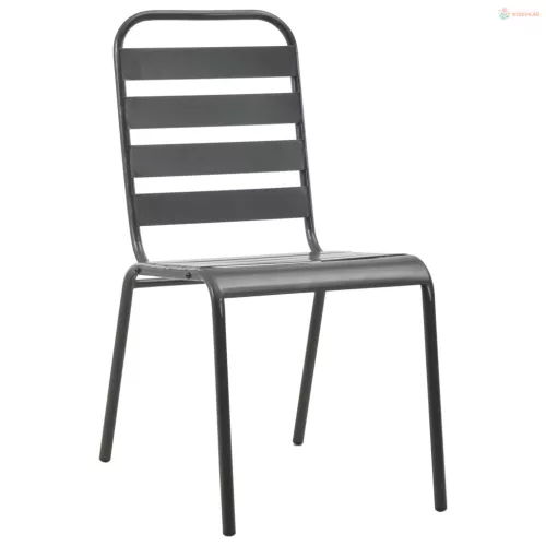 3 részes antracit porszórt acél rakásolható kerti székszett