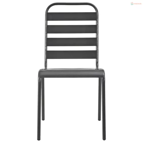 5 darabos antracit porszórt acél rakásolható kerti szék szett