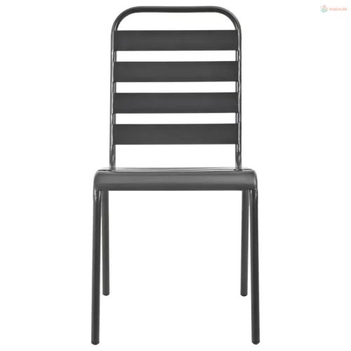 5 darabos antracit porszórt acél rakásolható kerti szék szett