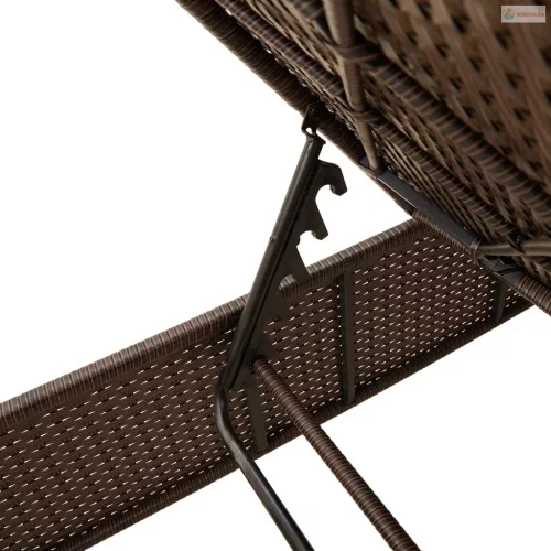 3 részes barna polyrattan napozóágy szett párnával